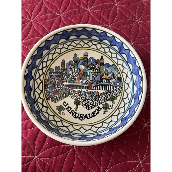 Other - Holy City Jerusalem Ceramic Hand Painted Bowl Use For Display Salad Pasta